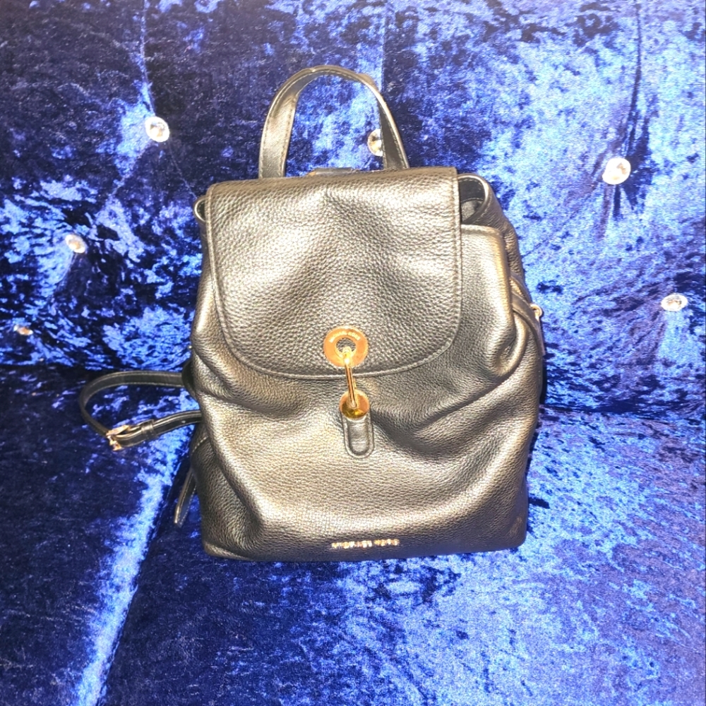 Michael Kros Raven Black Pebbled Leather backpack